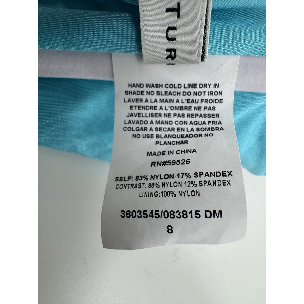 Trina Turk Tankini Top Only, Size 8, Pads, Gold Hardware Aqua Multi Color - Picture 4 of 8